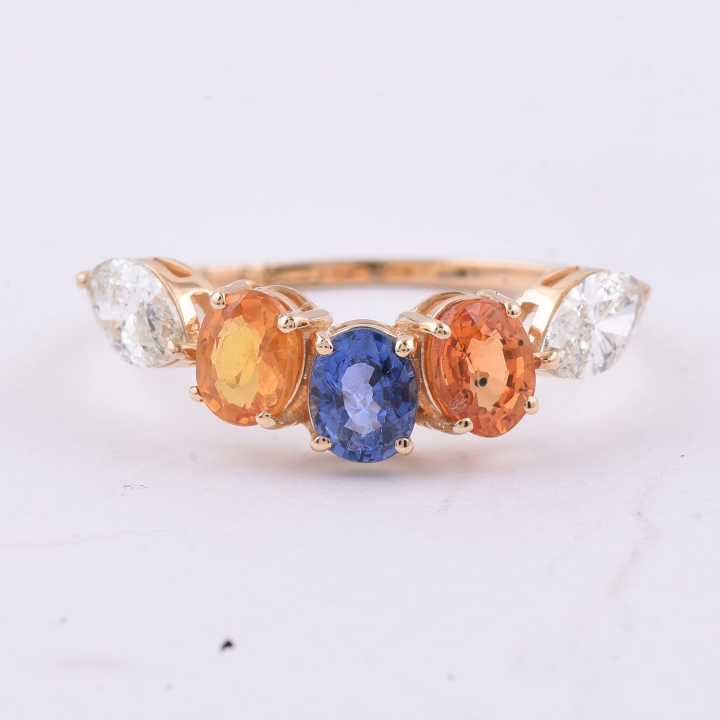 2.01 Ct Oval Natural Multi-Coloured Sapphire 14K Gold Ring