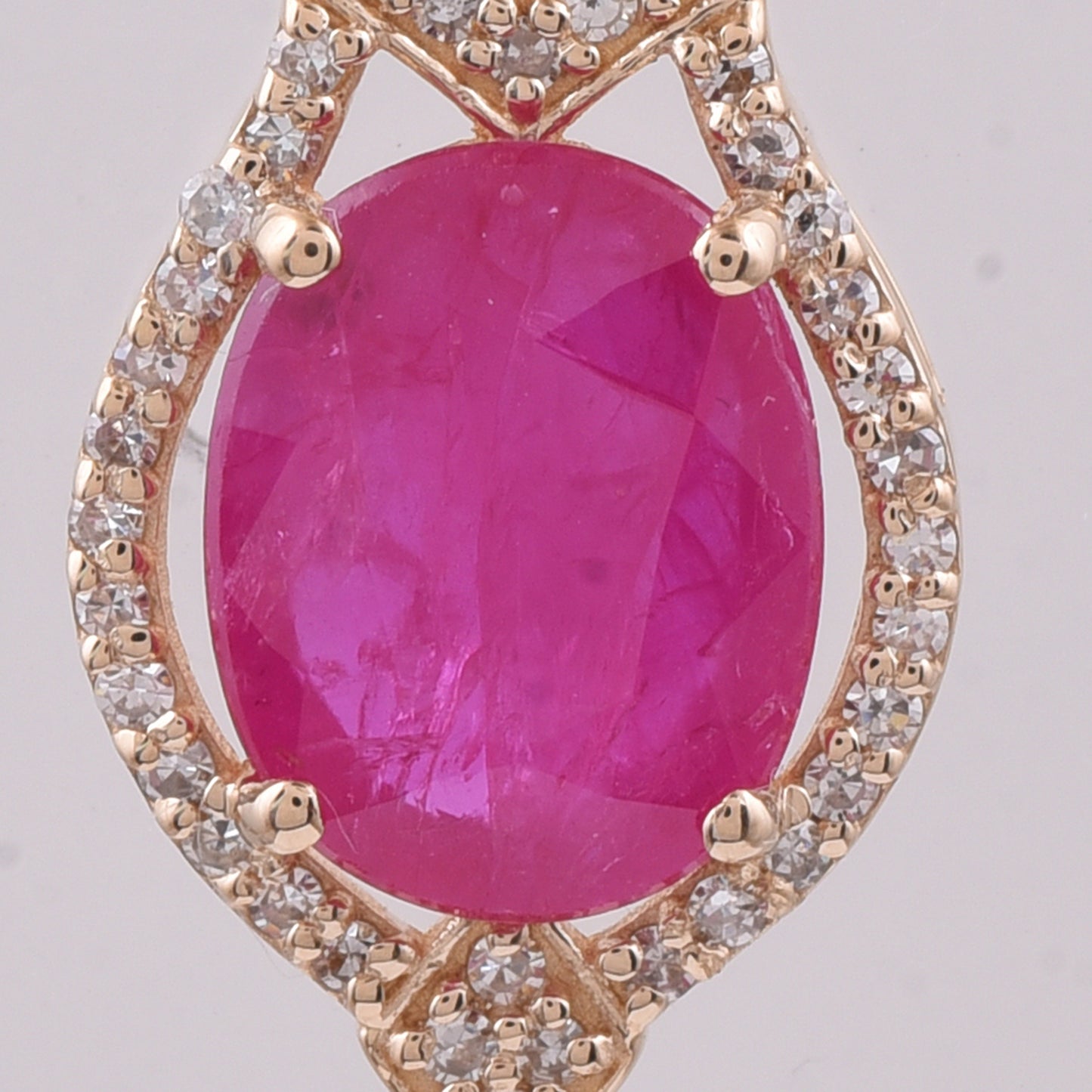 2.05 Ct Oval Natural Ruby 14K Gold Pendant