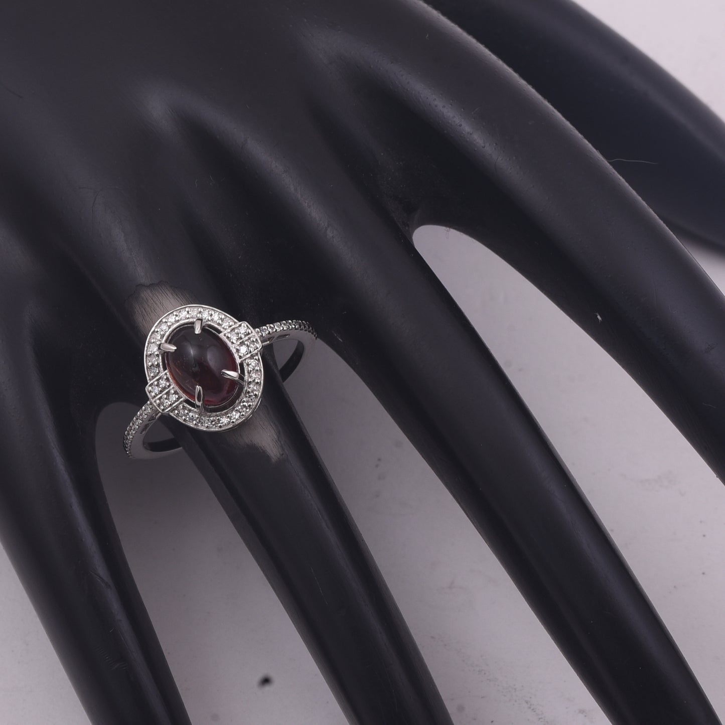 1.57 Ct Oval Cabochon Cut Natural Pink Tourmaline 950 Platinum Ring