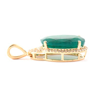4.65 Ct Oval Mixed Cut Natural Emerald 14K Gold Pendant