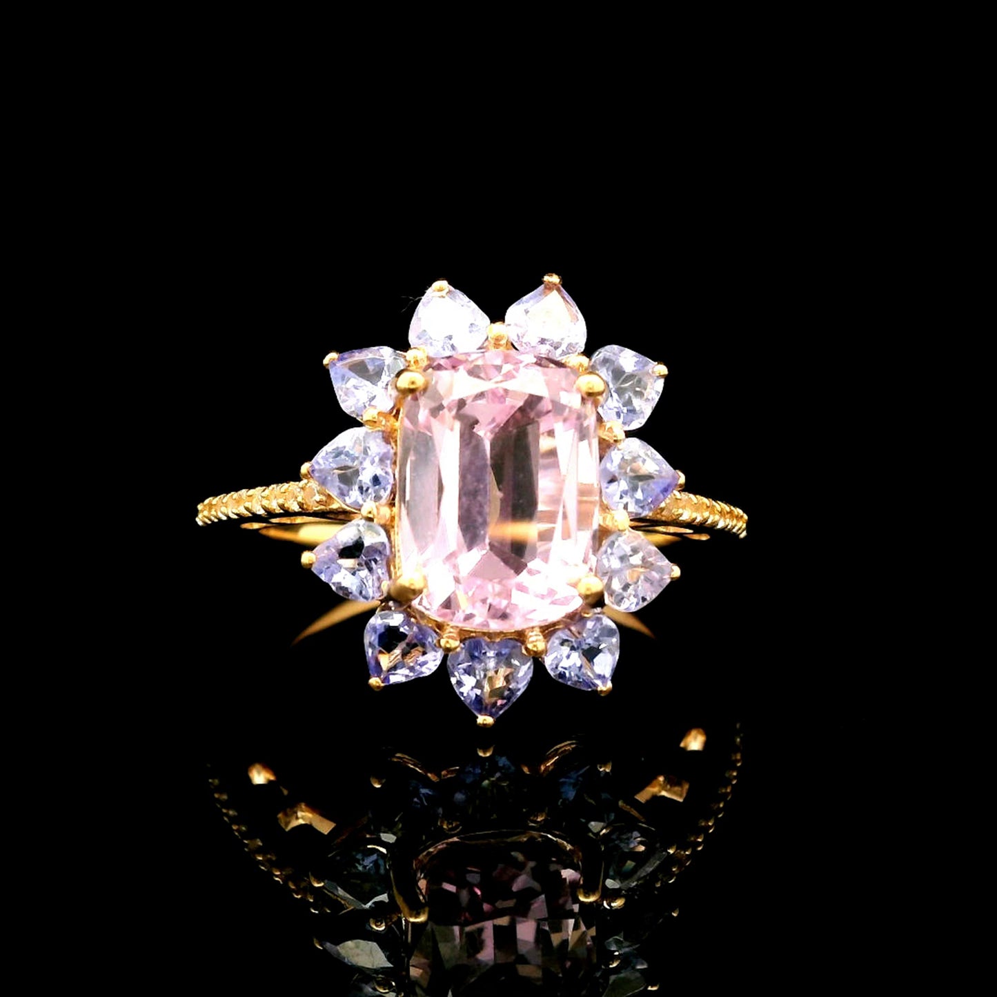 5.23 Ct Cushion Kunzite 14K Gold Ring