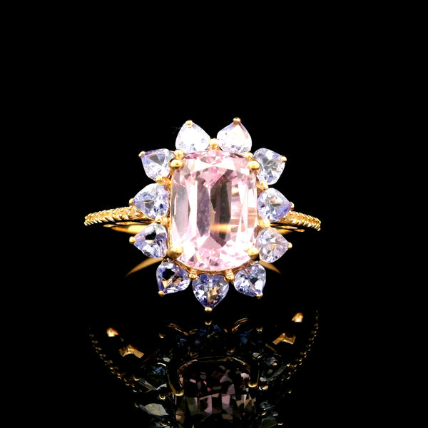 5.23 Ct Cushion Kunzite 14K Gold Ring