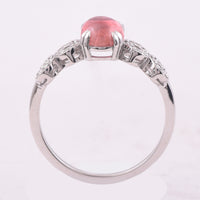 1.46 Ct Oval Cabochon Cut Natural Pink Tourmaline 950 Platinum Ring