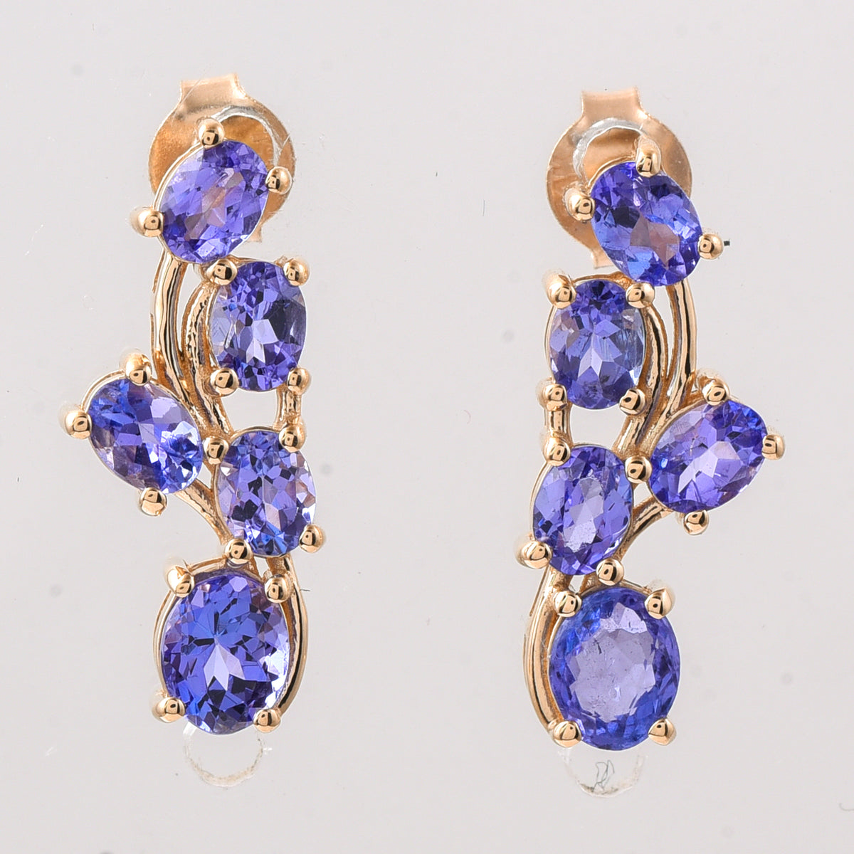 2.24 Ct Oval Natural Tanzanite 14K Gold Earrings