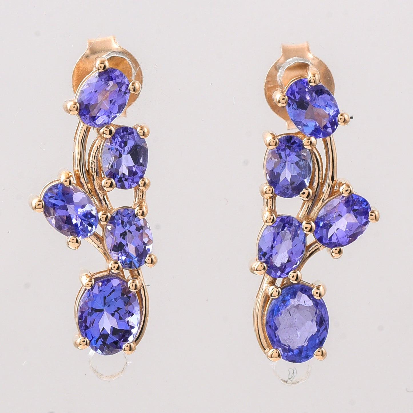 2.24 Ct Oval Natural Tanzanite 14K Gold Earrings