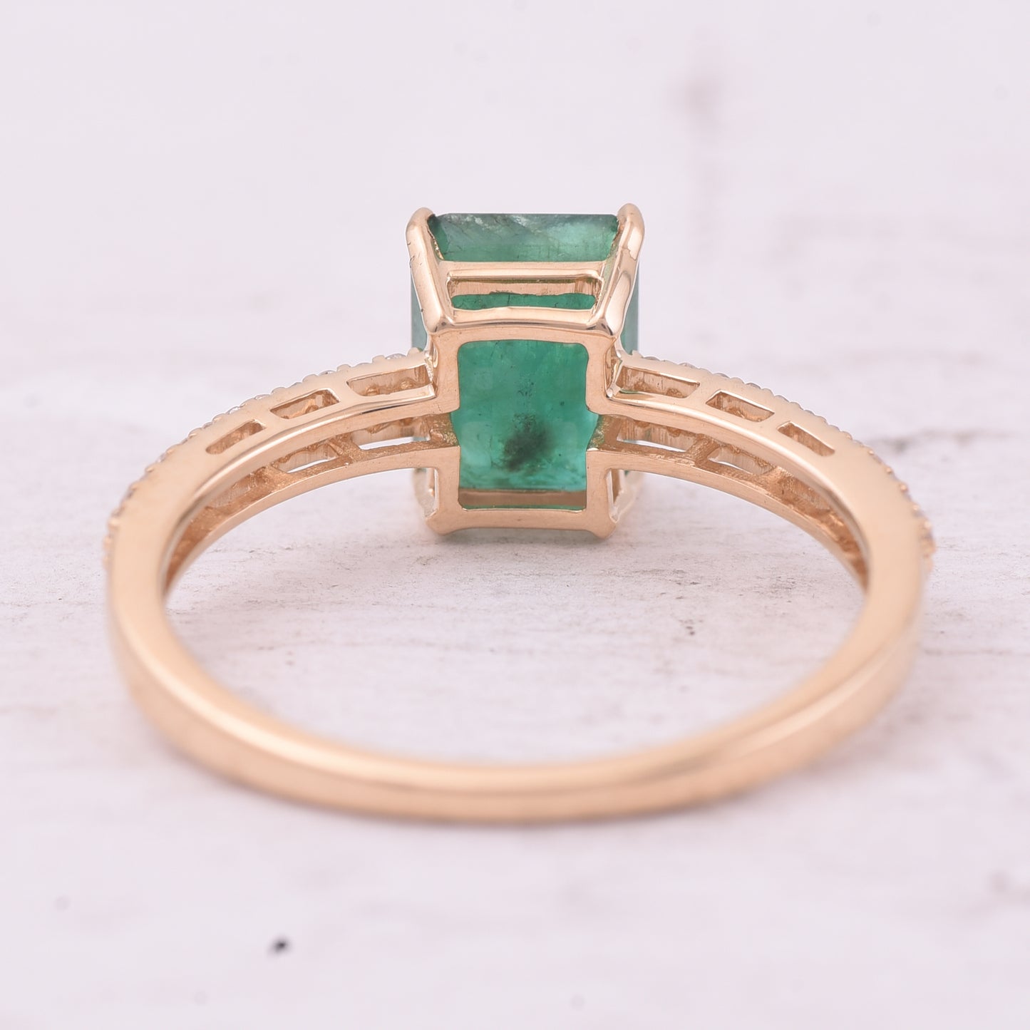 1.71 Ct Octagon Step Cut Natural Emerald 14K Gold Ring