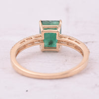 1.71 Ct Octagon Step Cut Natural Emerald 14K Gold Ring