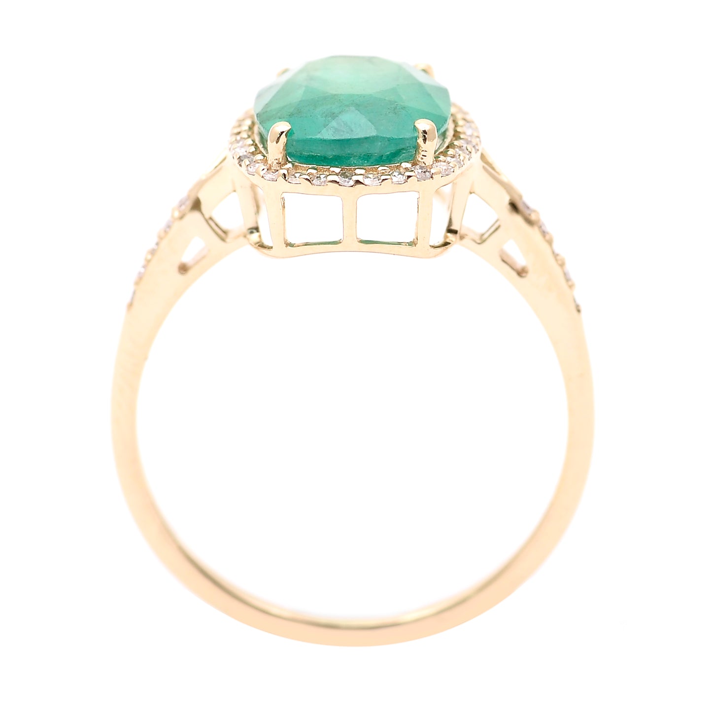 2.70 Ct Cushion Natural Emerald 14K Gold Ring