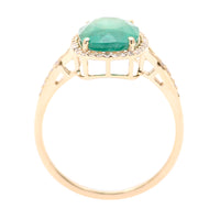 2.70 Ct Cushion Natural Emerald 14K Gold Ring