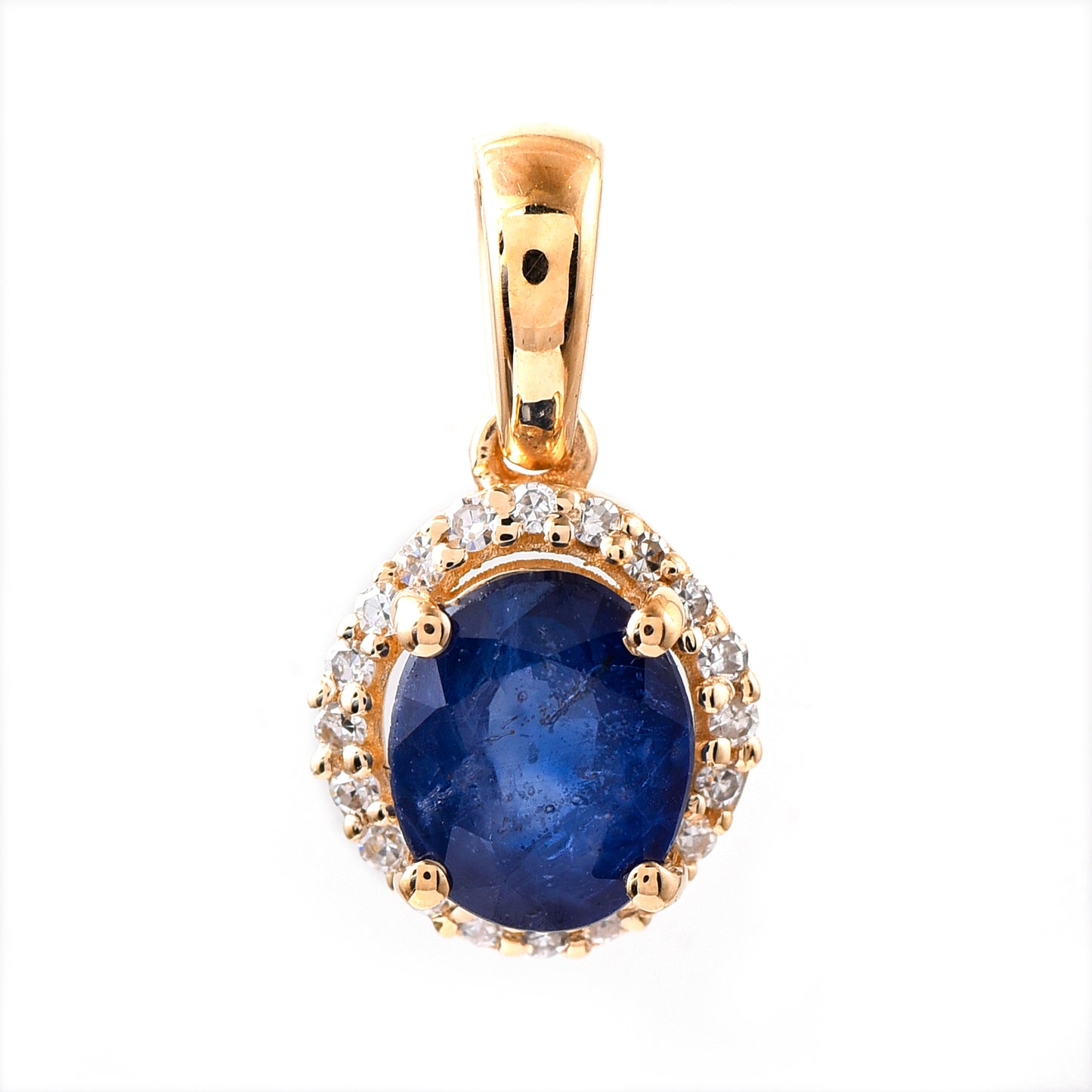 1.08 Ct Oval Mixed Cut Natural Sapphire 14K Gold Pendant