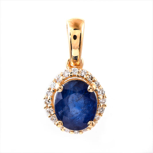 1.08 Ct Oval Mixed Cut Natural Sapphire 14K Gold Pendant