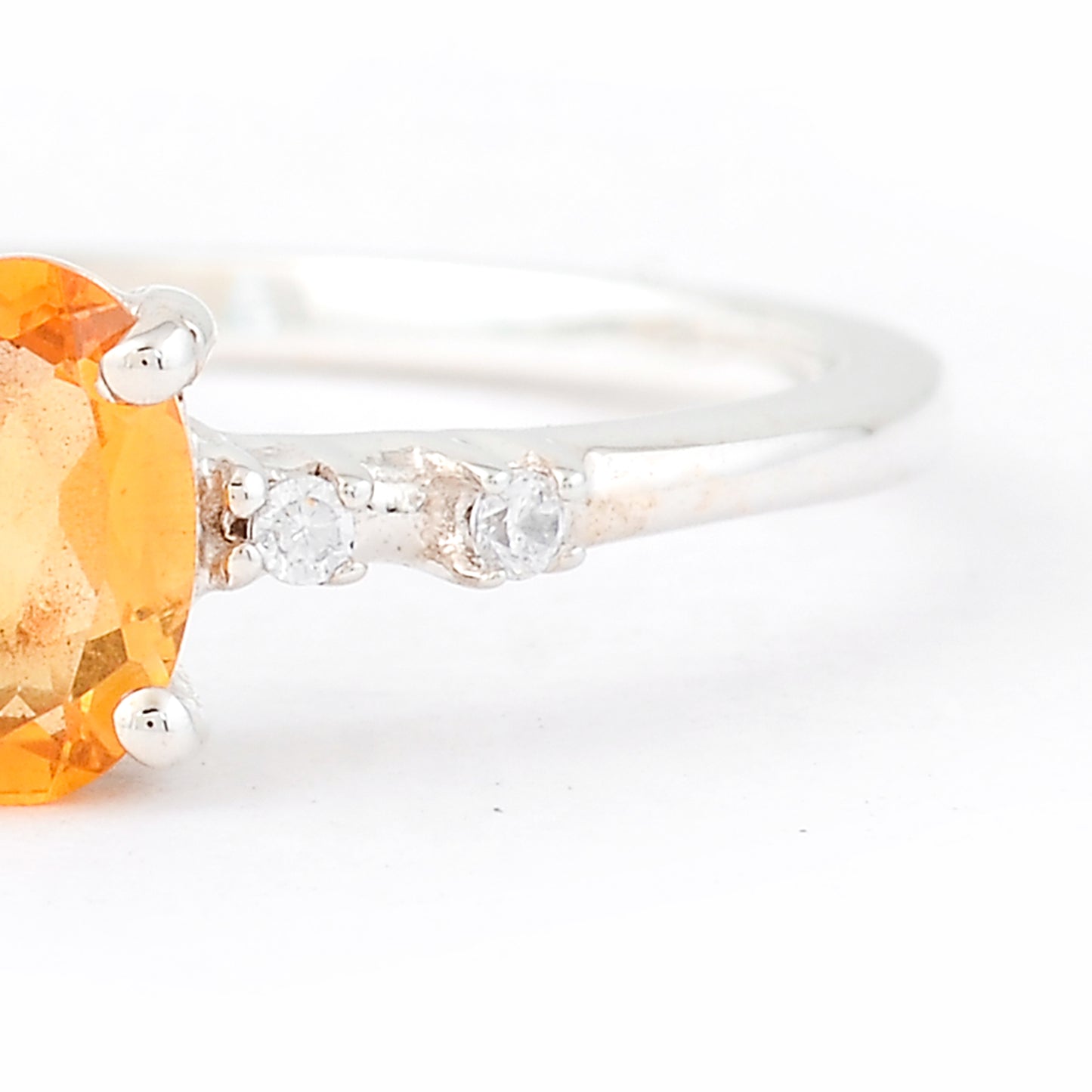 0.48 Ct Oval Citrine, Cubic Zirconia, 925 Sterling Silver Ring