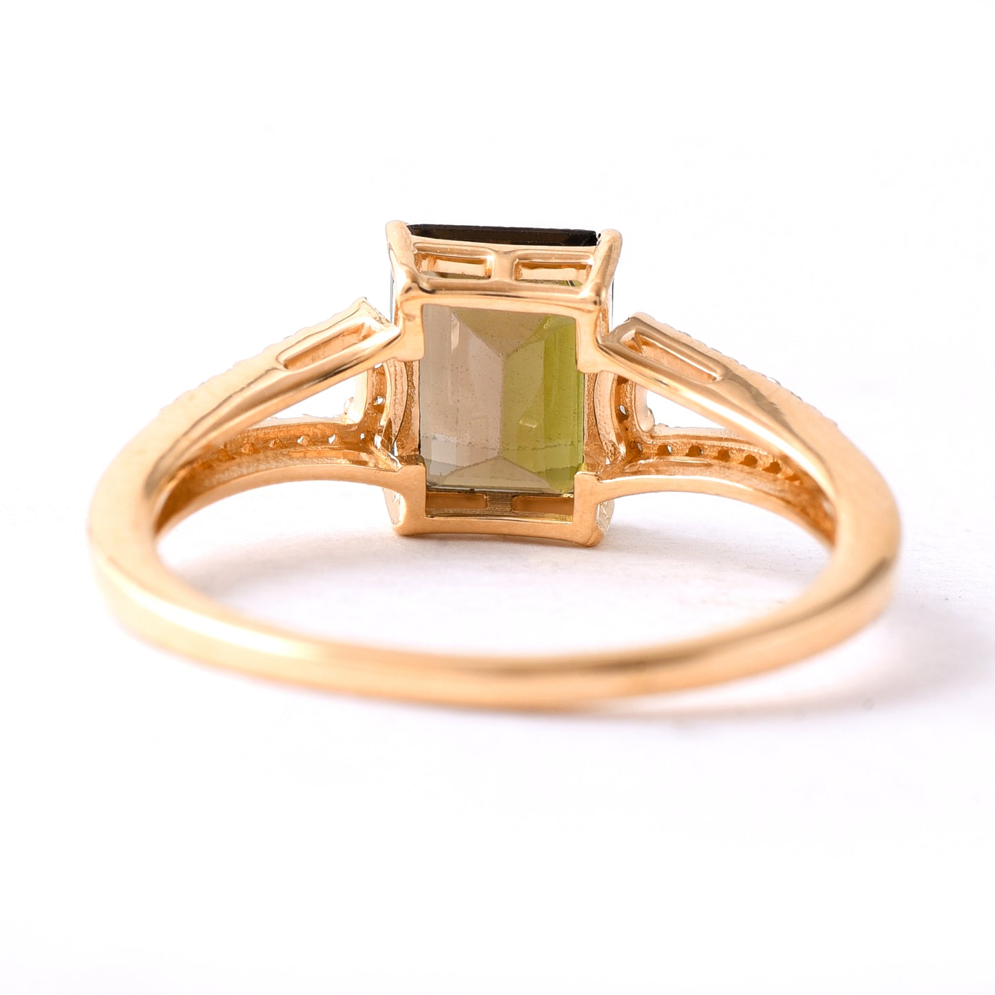 1.59 Ct Octagon Step Cut Natural Green Tourmaline 14K Gold Ring