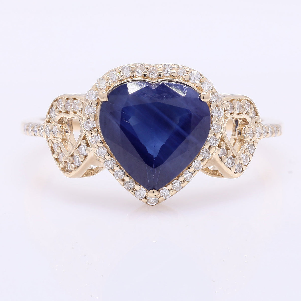 2.57 Ct Heart Mixed Cut Natural Sapphire 14K Gold Ring