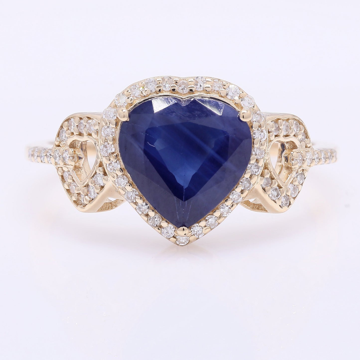 2.57 Ct Heart Mixed Cut Natural Sapphire 14K Gold Ring