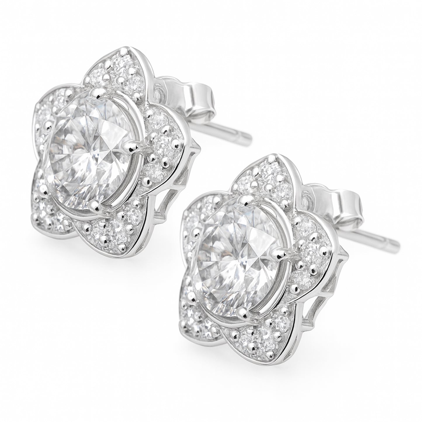 3.74 Carats Lab Grown Diamond 14K Gold Earrings