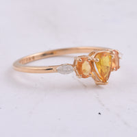 0.94 Ct Pear, Oval Natural Multi Coloured Sapphire 14K Gold Ring