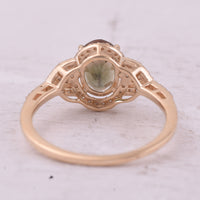 1.66 Ct Oval Mixed Cut Natural Green Tourmaline 14K Gold Ring