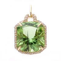 10.89 Ct Octagon Natural Eridot 14K Gold Pendant