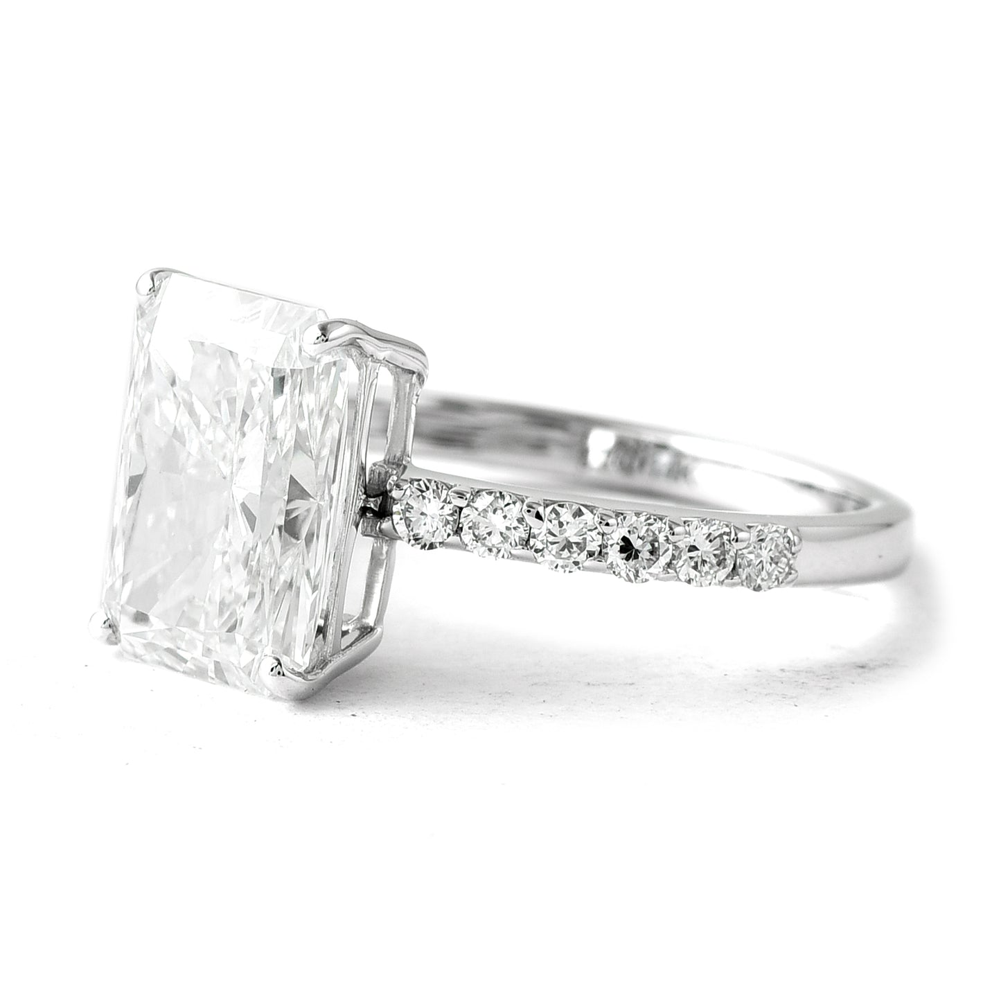 3.19 Ct Cut Cornered Rectangular Modified Brilliant Lab Grown Diamond 14K Gold Ring