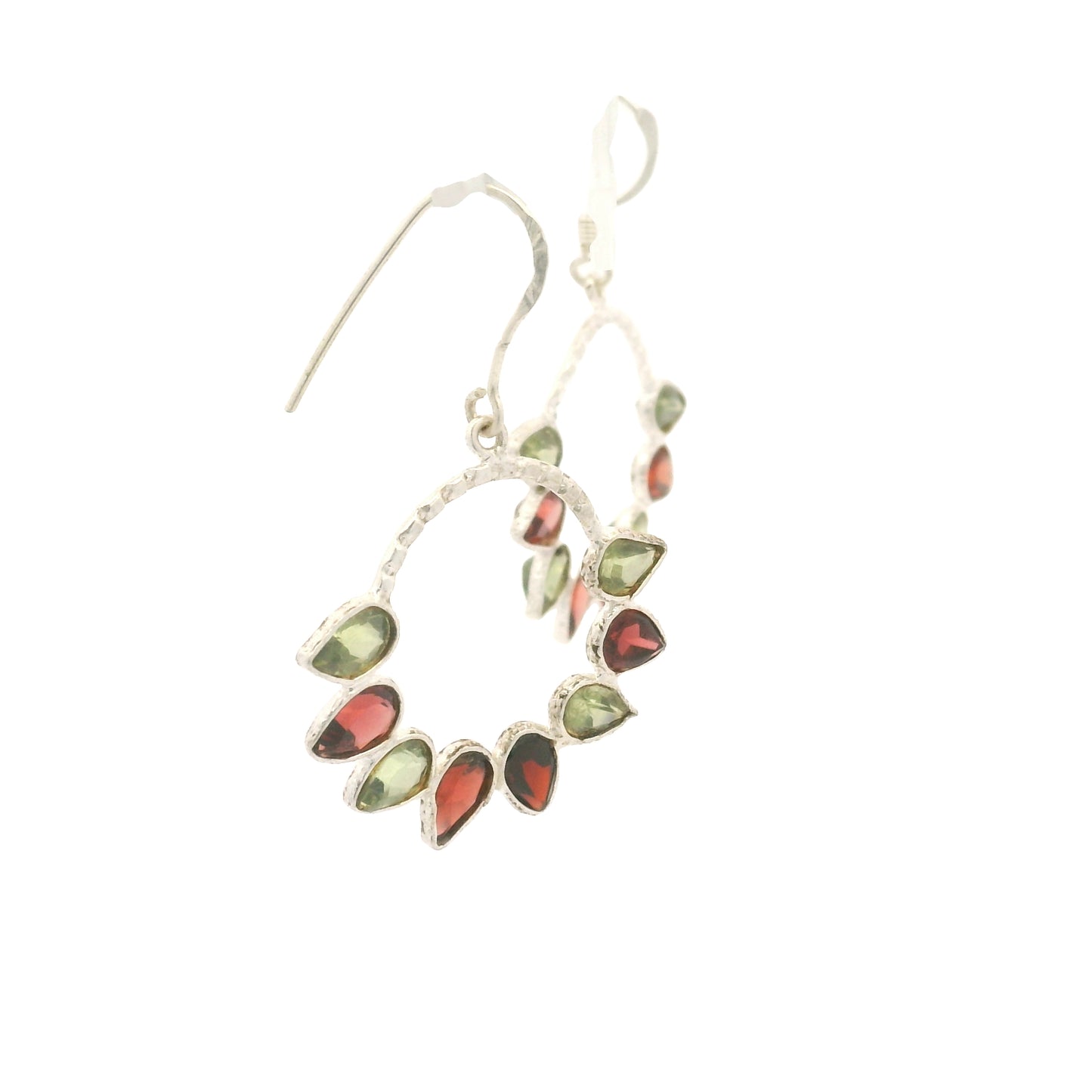 8.25 Ct Peridot, Garnet 925 Sterling Silver Earrings