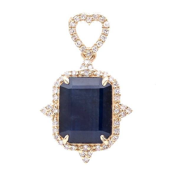 3.45 Ct Octagon Natural Sapphire 14K Gold Pendant