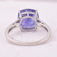 4.45 Ct Cushion Mixed Cut Natural Tanzanite 950 Platinum Ring