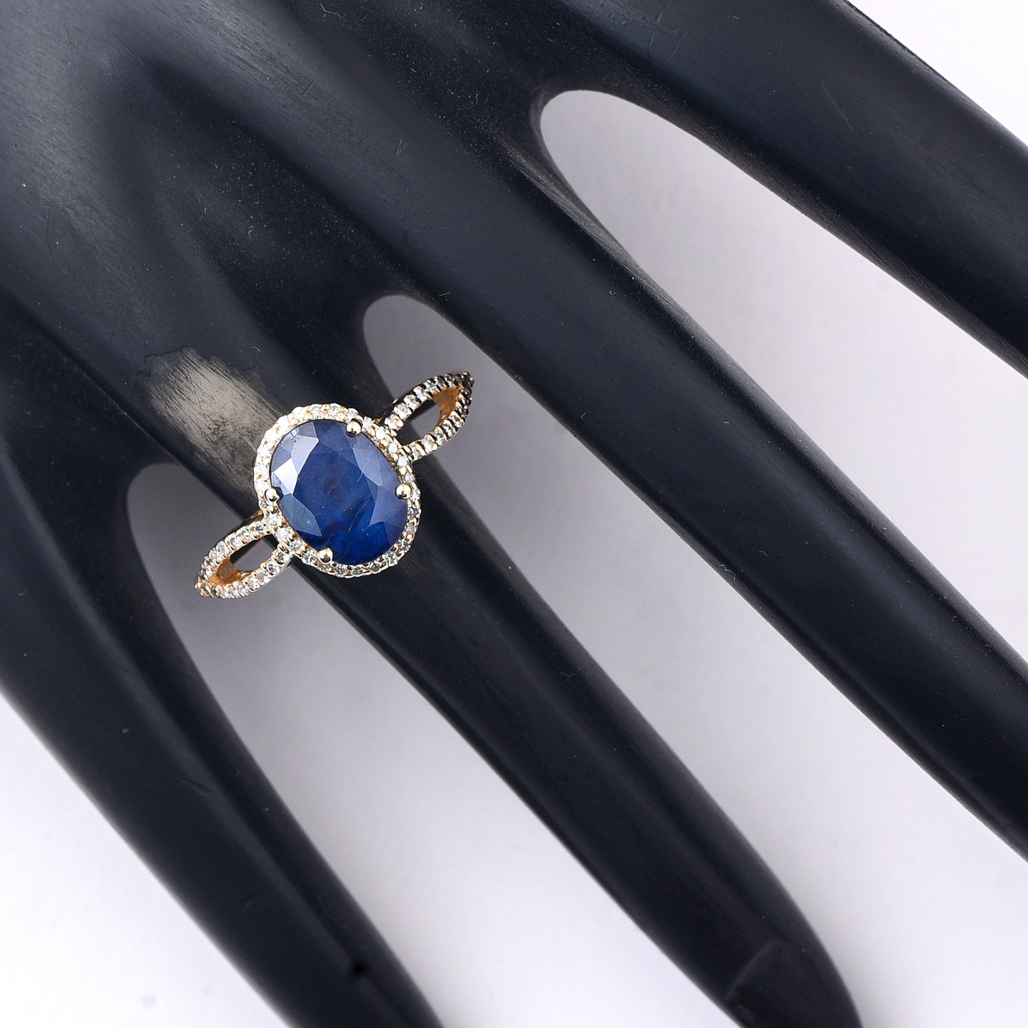 2.99 Ct Oval Mixed Cut Natural Sapphire 14K Gold Ring