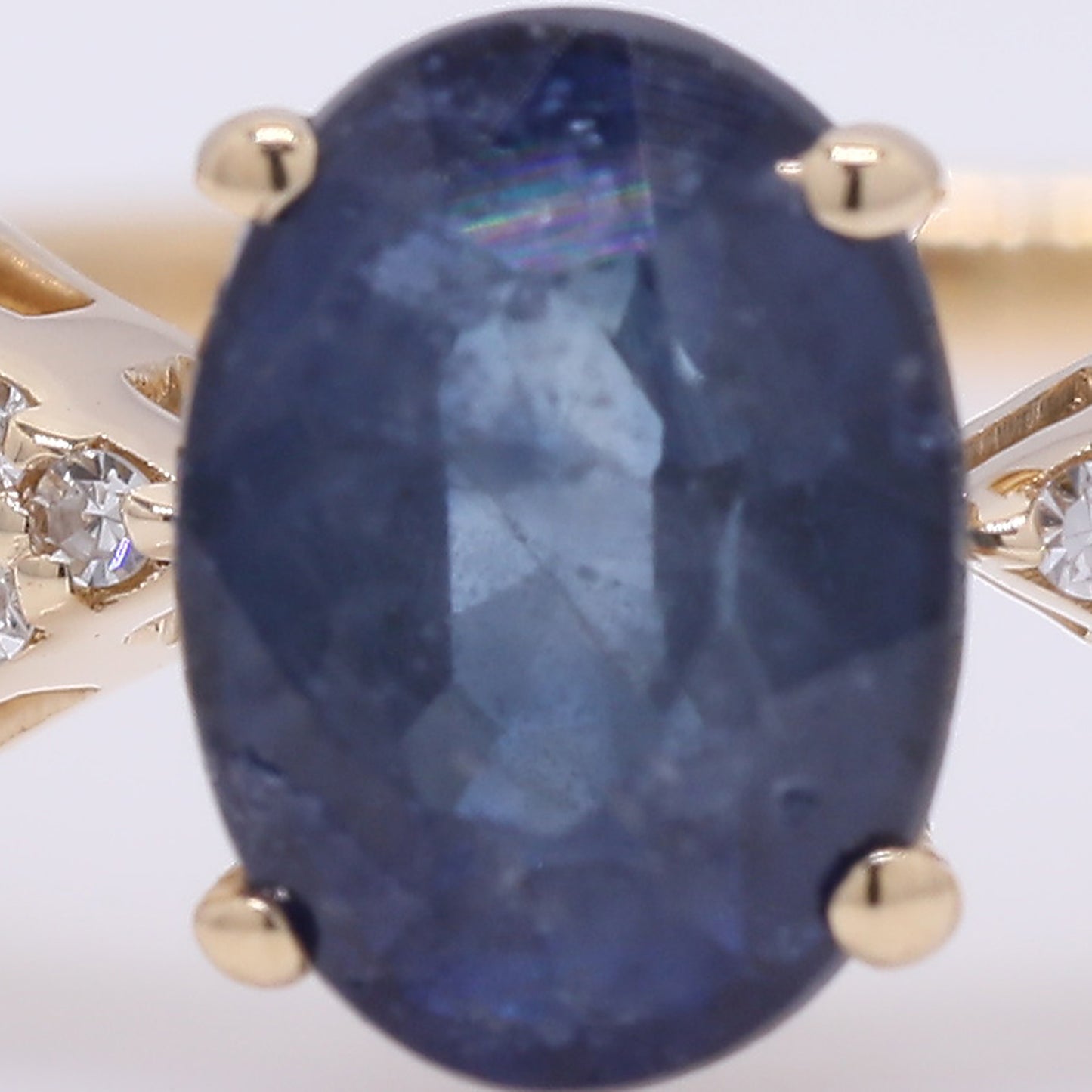 1.38 Ct Oval Mixed Cut Natural Sapphire 14K Gold Ring