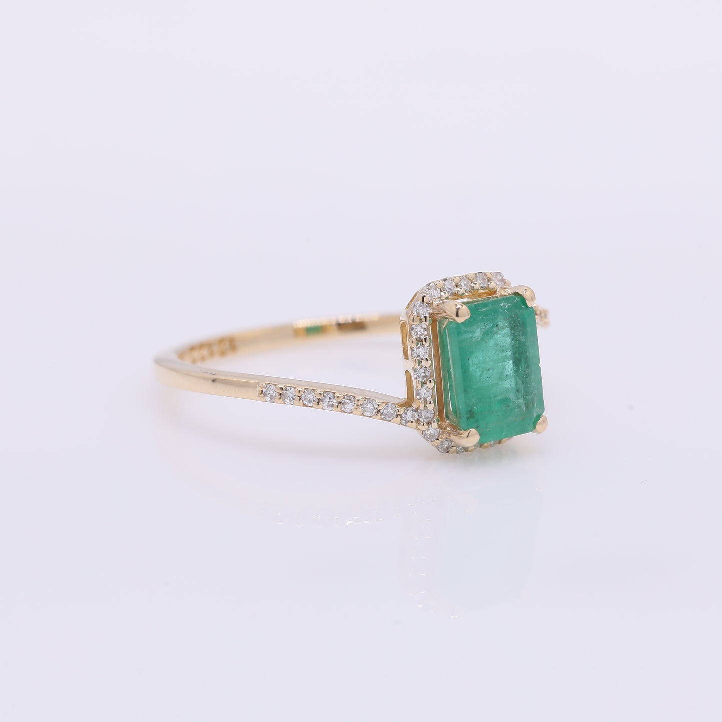 1.19 Ct Octagon Step Cut Natural Emerald 14K Gold Ring