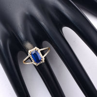 1.66 Ct Cushion Mixed Cut Natural Sapphire 14K Gold Ring