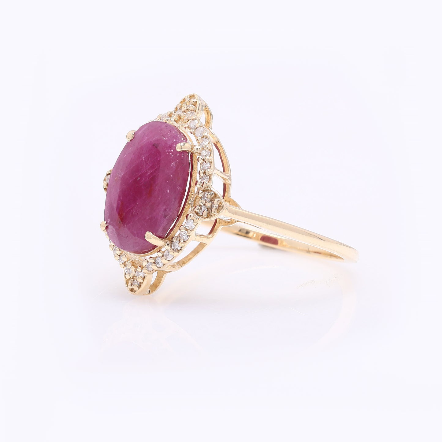 2.97 Ct Oval Mixed Cut Natural Ruby 14K Gold Ring