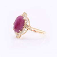 2.97 Ct Oval Mixed Cut Natural Ruby 14K Gold Ring