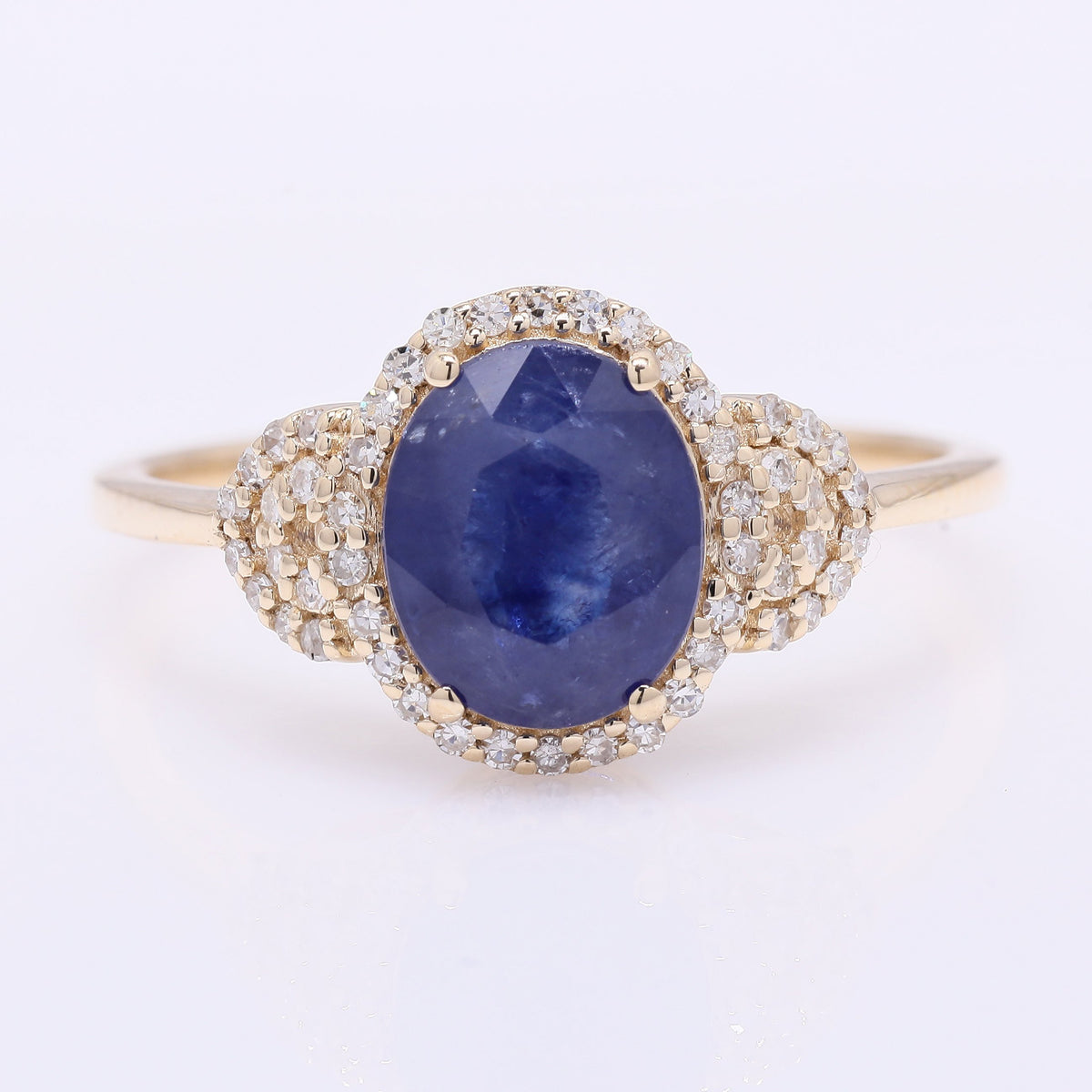 2.25 Ct Oval Mixed Cut Natural Sapphire 14K Gold Ring