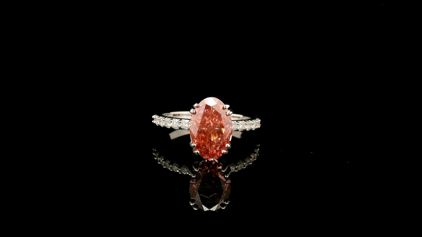 3.35 Carats Pink Lab Grown Diamond 14K Gold Ring