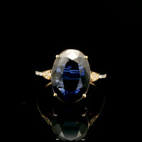 4.29 Ct Oval Mixed Cut Lab Grown Sapphire 14K Gold Ring
