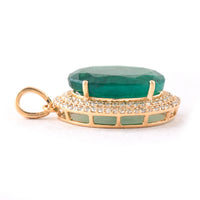 6.29 Ct Oval Mixed Cut Natural Emerald 14K Gold Pendant