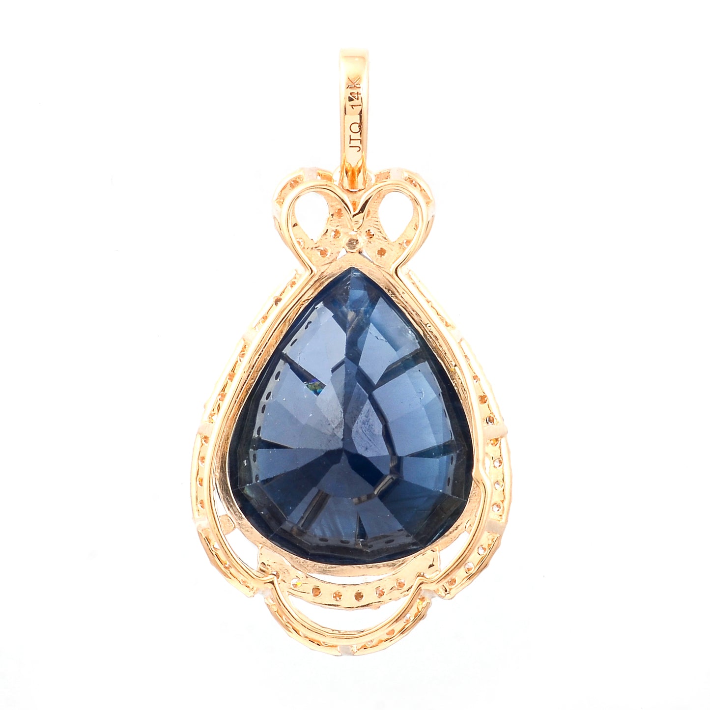 9.85 Ct Pear Mixed Cut Natural Sapphire 14K Gold Pendant