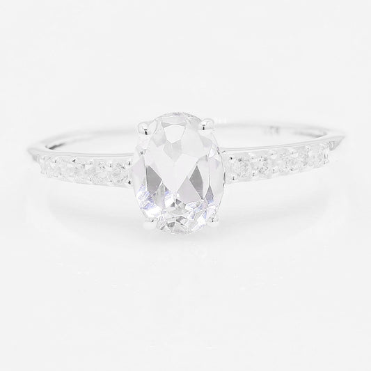 1.90 Ct Oval White Topaz 925 Silver Ring
