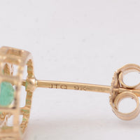 2.92 Ct Oval Emerald 9K Gold Earrings