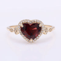 1.89 Ct Heart Mixed Cut Natural Garnet 14K Gold Ring