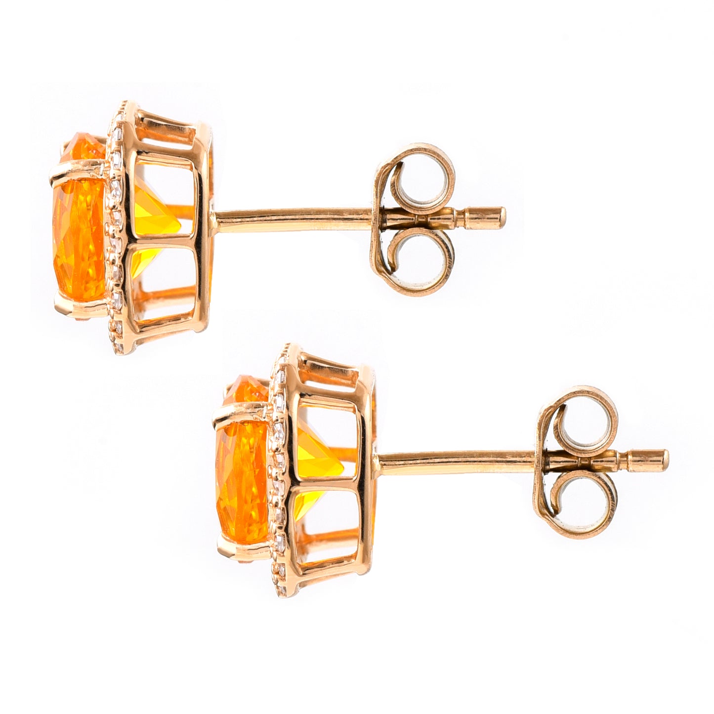 1.87 Ct Round Mixed Cut Natural Fire Opal 14K Gold Earrings