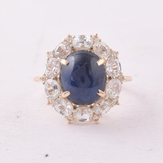 9.68 Ct Oval Sapphire 9K Gold Ring