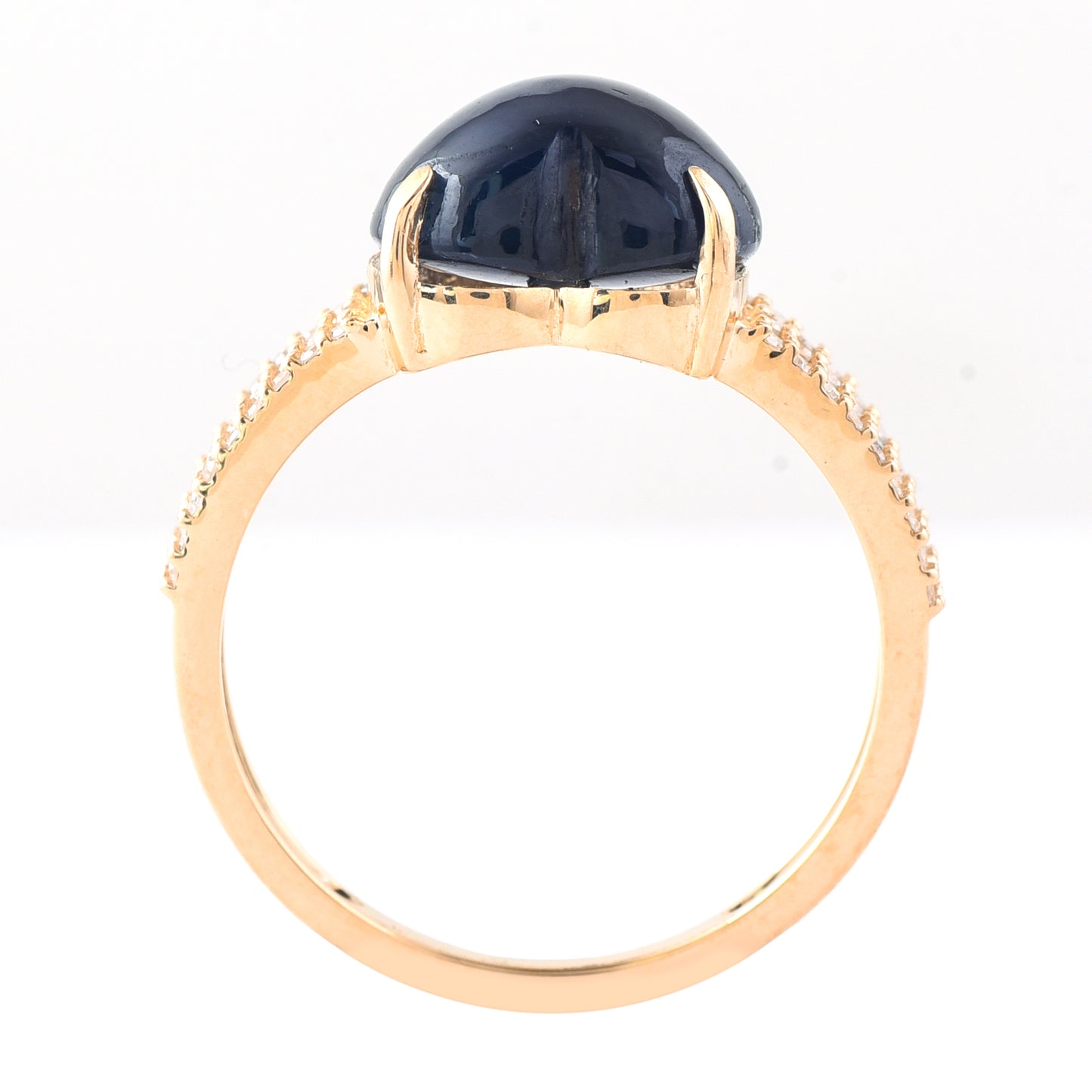 5.56 Ct Heart Cabochon Natural Sapphire 14K Gold Ring