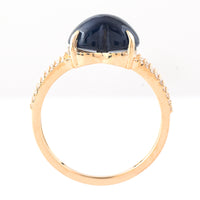 5.56 Ct Heart Cabochon Natural Sapphire 14K Gold Ring