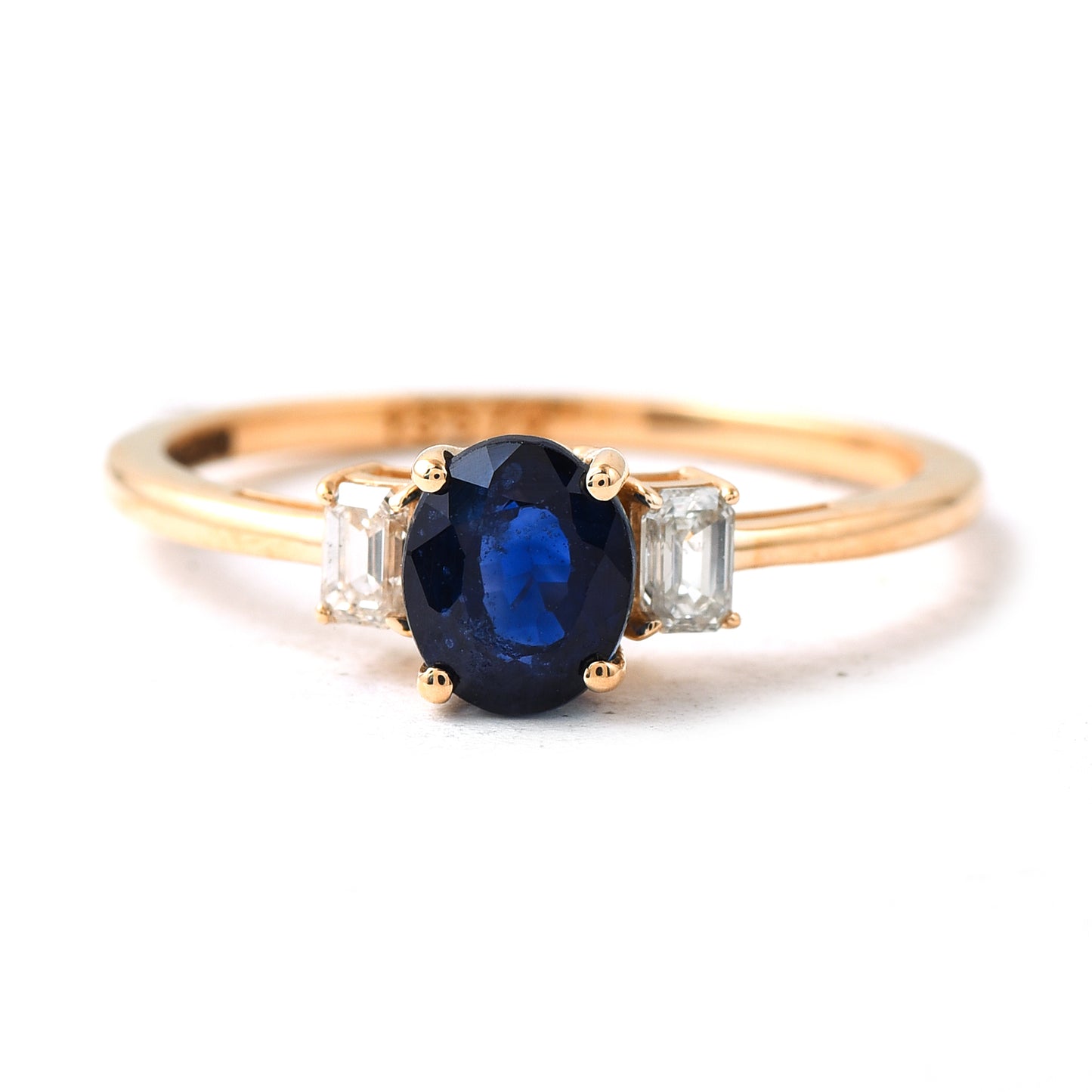 1.62 Ct Oval Mixed Cut Natural Sapphire 14K Gold Ring