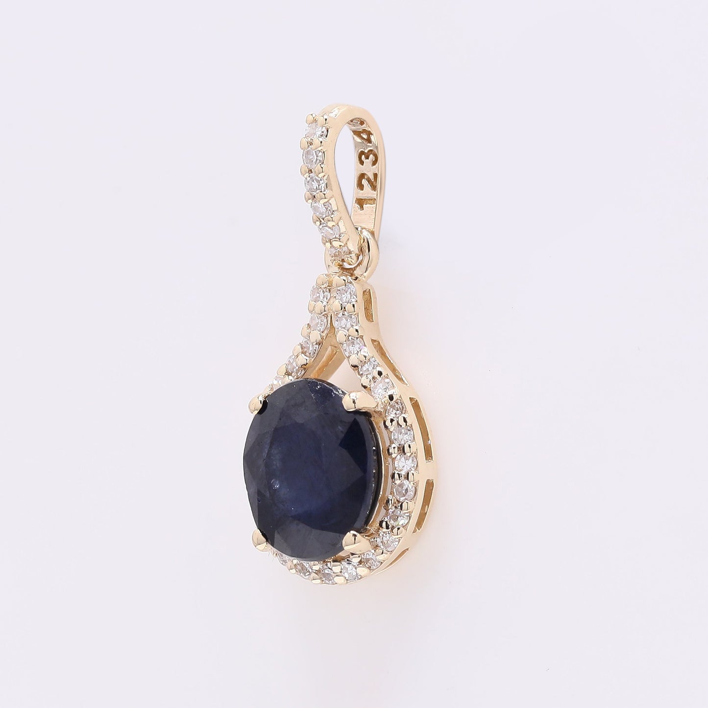 1.40 Ct Oval Mixed Cut Natural Sapphire 14K Gold Pendant