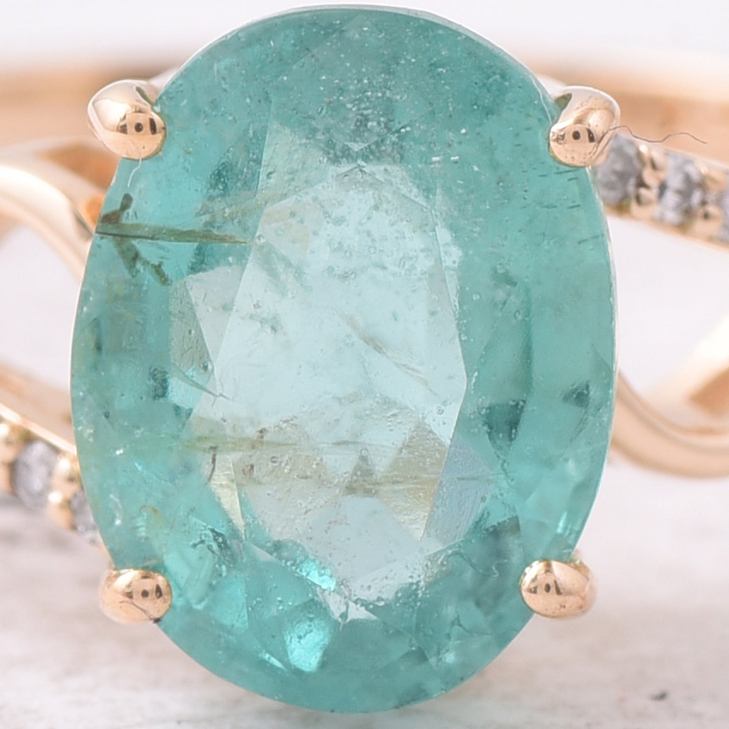 1.89 Ct Oval Mixed Cut Natural Emerald 14K Gold Ring