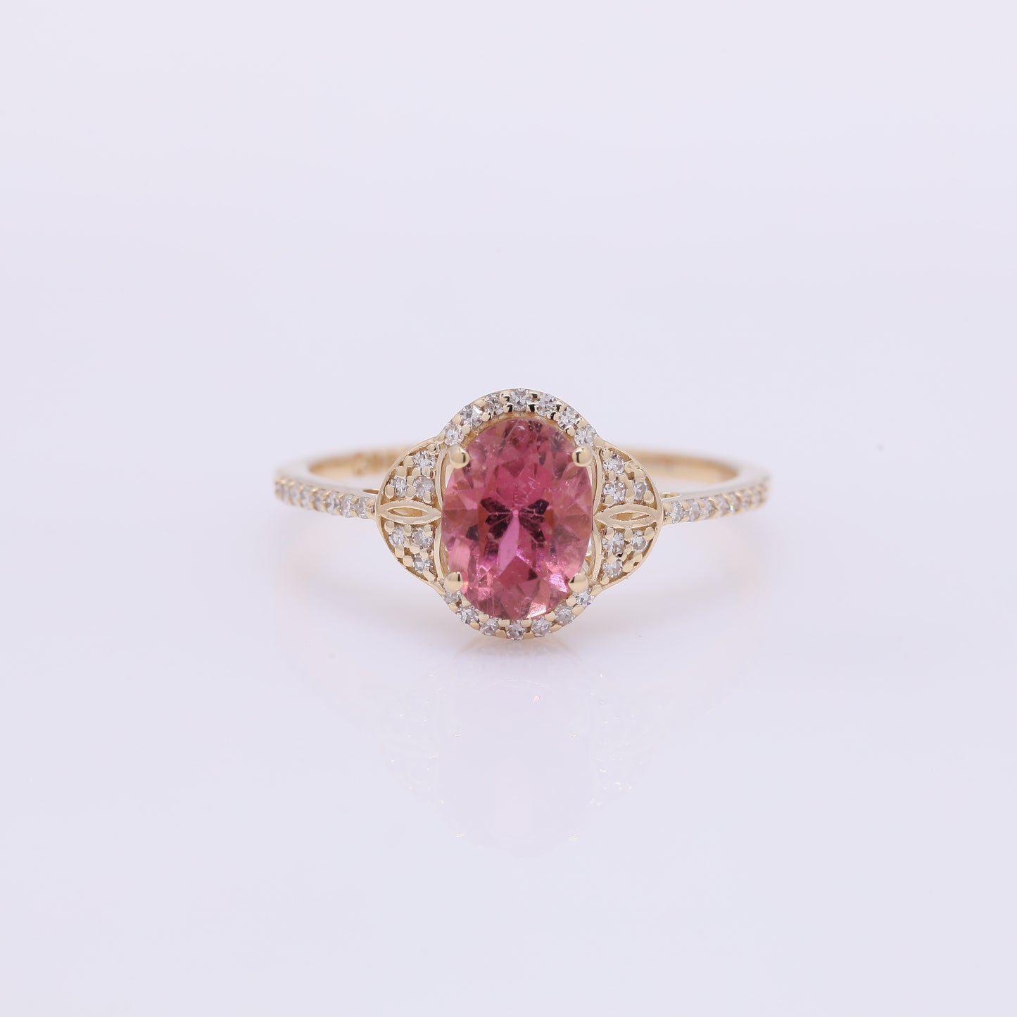 1.40 Ct Oval Mixed Cut Natural Pink Tourmaline 14K Gold Ring