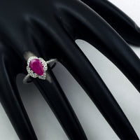 1.54 Ct Pear Mixed Cut Natural Ruby 950 Platinum Ring